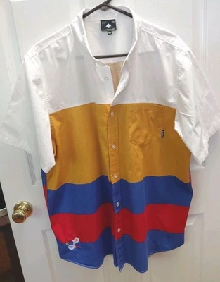 LRG Lifted Research Group Color Block Cotton Collared Button Up Shirt Size 2XL - Image 1 of 4