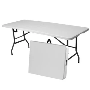 4/6 Ft Plastic Folding Table - Perfect for Indoor/Outdoor Dining & Parties - Picture 1 of 9