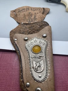 **ROUGH* Antique Vintage Stevens Young Buffalo Bill Leather Cap Gun Holster Rare - Picture 1 of 6