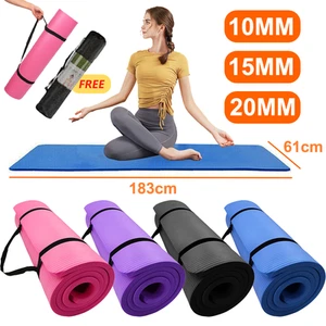 Yoga Mat Thick 10/15/20mm NBR Non Slip Fitness Pilates Durable Workout Portable - Picture 1 of 15