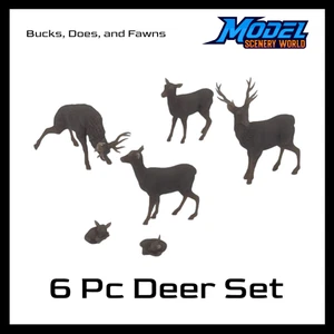 Deer with Fawns (6pcs) - N Scale - Brown - Picture 1 of 6