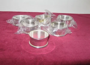 Vintage Napkin Rings 6 Silver Tone Made In Hong Kong NOS - Picture 1 of 4