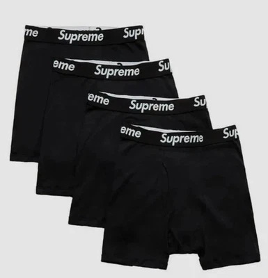 Supreme Hanes 平角内裤黑色内衣 S 码(每件)- 买 + 少用 — 第 1/4 张图片