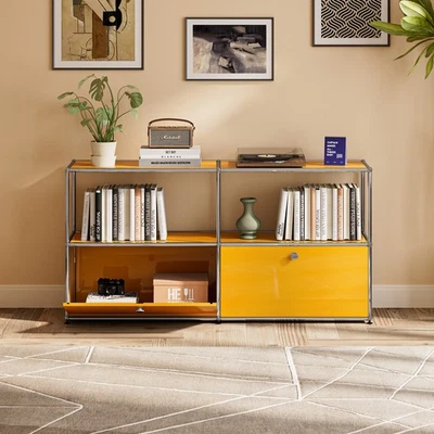 Armario de almacenamiento moderno estilo clásico con acento estante de almacenamiento de metal aparador Foto 1 de 4