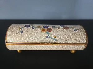 A 19th/20th Chinese cloisonne round box jewelry box w Flowers - Picture 1 of 12