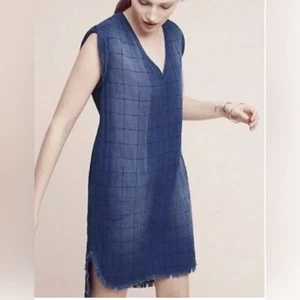 Anthropologie Cloth & Stone Blue Chambray Ombré Frayed Tunic Dress Boho XS - Picture 1 of 13