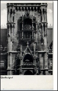 München Bayern alte Postkarte ~1930/40 Glockenspiel neues Rathaus ungelaufen - Picture 1 of 1