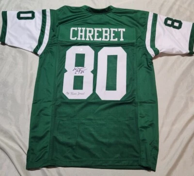 WAYNE CHREBET signed custom Jersey auto autograph JSA size XL CERTIFIED MR 3rd D - Image 1 of 2