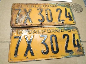 Par de placas de California 1934 7X3024 - Imagen 1 de 2