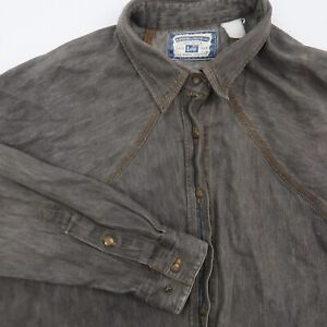 Vintage Lee Mens Button Up WEstern Shirt Size XL Brown Bronze Tone Buttons