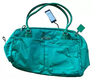 NWT Tumi Cortina Boarding TOTE bag duffle travel luggage leather vtg black GREEN - Picture 1 of 10