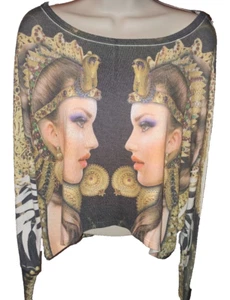 Vintage- BLUSH graphic knit CROP TOP with DOLEMAN sleeves - one size - Picture 1 of 4