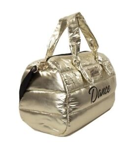 Justice Quilted Metalic Gold Duffle Bag NWOT  "DANCE", Overnight or school bag