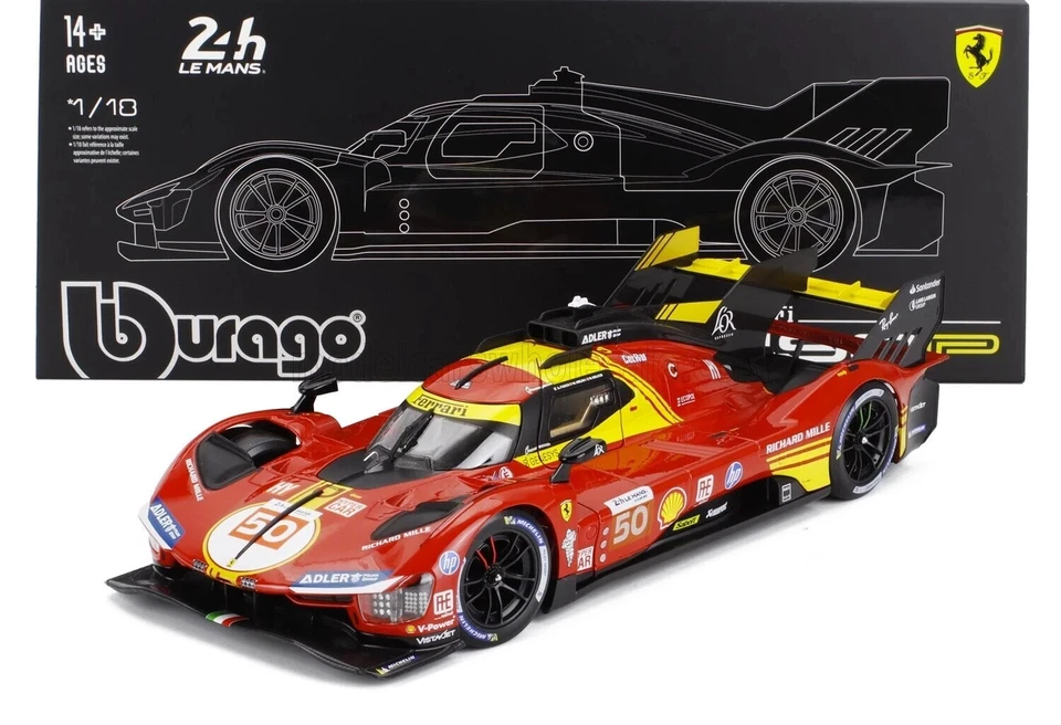 1/18 BURAGO - FERRARI - 499P 3.0L TURBO V6 TEAM FERRARI AF CORSE 18-16312-50-VET