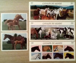 Angola 1997 Horses - complete set MNH - 3 miniature sheets + 2 S/S Sc#992-996 - Picture 1 of 6