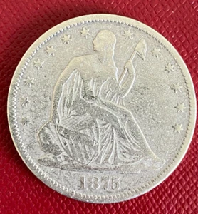 Rare 1875-CC SEATED LIBERTY HALF - Picture 1 of 8
