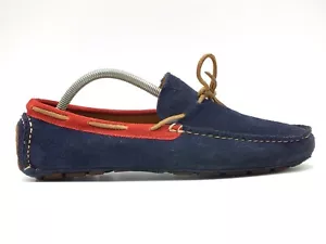 J&M Flex Johnston Murphy Men's Suede Driving Loafers Shoes Blue/Red Size 9M US - Picture 1 of 11