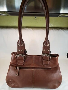 Tignanello Handtasche braun echt genarbtes Leder Doppelgriff - Bild 1 von 10