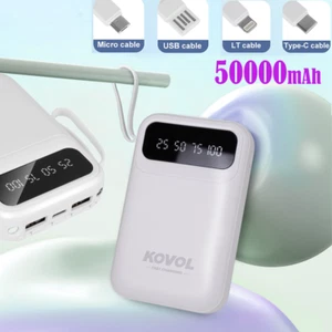 50000mAh Power Bank Schnellladegerät Akku Pack Portable 4 USB für Handy - weiß - Zdjęcie 1 z 19
