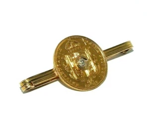 Unisex/Gents/Ladies 22ct gold 1887 half sovereign brooch set with a diamond - Picture 1 of 9