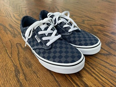 Women's Vans shoes navy blue grey checkered white lace NEW US Size 5 MSRP $70 - Image 1 of 4