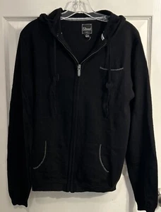 7 Diamonds Soft Wool Mens Hooded Sweater Zip Cardigan Jacket Size Small Black - Picture 1 of 7