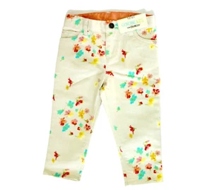 Genuine Kids Oshkosh Floral Print Skinny Chino Pant Size 18M Cream NWT - Picture 1 of 6