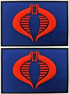 GI Joe Cobra PVC RUBBER Morale Patch  - 2PC  -3" X 2" HOOK BACKING PVC - Picture 1 of 1