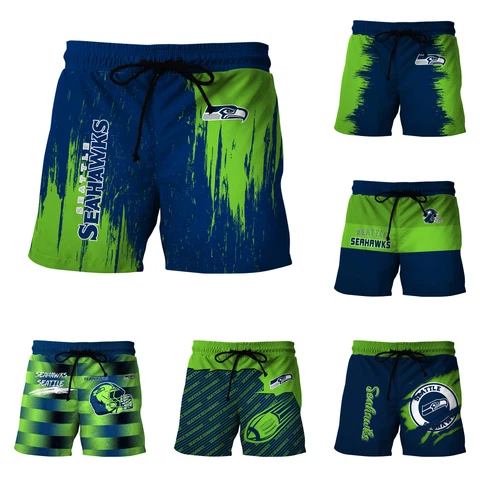 Seattle Seahawks Men's Quick Dry Shorts Drawstring Swim Trunks with Pockets Gift Cover