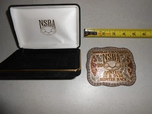 RARE 2012 WORLD CHAMPION HUNTER HACK WESTERN BELT BUCKLE NATIONAL SNAFFLE NSBA - Picture 1 of 5