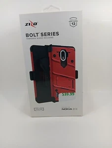 Bolt Series Nokia 3.1C Case Military Grade w/Temp. Glass Screen Protector Red - Picture 1 of 8