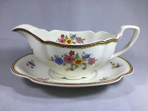 Vintage PAREEK Johnson Bros Brothers Art Deco Gravy / Sauce Boat & Saucer / Dish - Picture 1 of 12