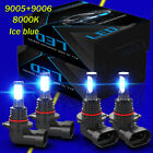 9005 9006 LED Headlights Kit Combo Bulbs 8000K High Low Beam Super Bright Blue