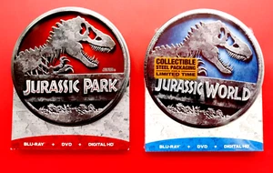 JURASSIC PARK and Jurassic World (BLU RAY) Tin Set - Picture 1 of 4