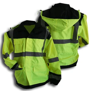 Class 3 Rain Jacket Lime With Black Accents - Picture 1 of 1