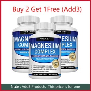 Toplux Nutrition Magnesium Complex 1000mg, 8 Elemental Magnesium, Gluten Free  - Picture 1 of 6
