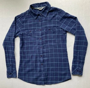Mountain Khaki Womens Small Soft Flannel Button Up Shirt Blue Light Blue Plaid - Picture 1 of 5