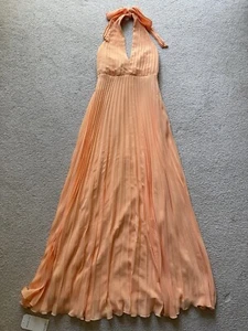Abercrombie & Fitch The A&F Giselle Halter maxi abito plissettato arancione scollo a V taglia S - Foto 1 di 9