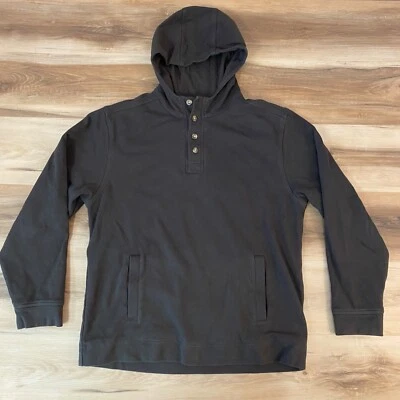 Sudadera con Capucha The Territory Ahead Para Hombre Grande Negra 1/4 Botón Henley Algodón Sudadera Foto 1 de 4