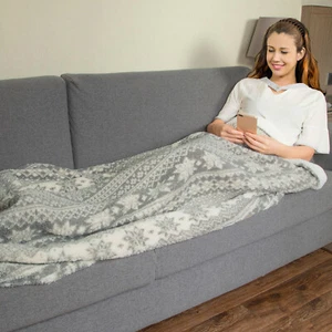 Christmas Blanket Microfiber Fleece Plaid Sherpa Holiday Throw for Couch Sofa - Picture 1 of 4