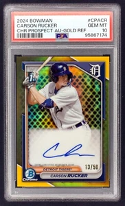 2024 Bowman Chrome 1st Prospect Auto Carson Rucker Gold Refractor /50 PSA 10 GEM - Picture 1 of 2