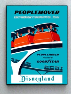 Mini póster restaurado vintage People Mover Tomorrowland 1969 de Disneyland enmarcado - Imagen 1 de 1