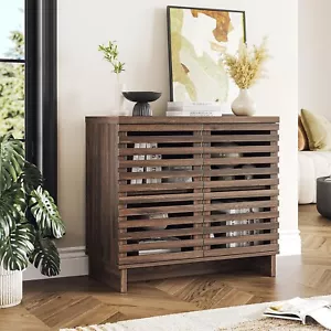 Farmhouse Buffet Sideboard Cabinet Storage Coffee Bar Cabinet Adjustable Shelves - Picture 1 of 6