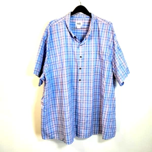 Camisa Harbor Bay Hombres 5XL Azul A Cuadros Botones Campamento Western Manga Corta Informal - Imagen 1 de 13