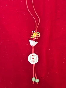 Lucky Jade Key Chain Phone Bag Zipper Pull Charm Chinese 6" - Picture 1 of 4