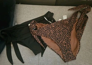 2 Neu mit Etikett Old Navy - BIKINI UNTERTEIL Leopard und schwarz Größe Large Sommer Pool - Bild 1 von 6