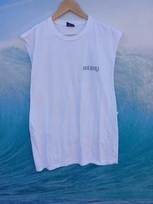 Camiseta sin mangas blanca XL Stussy Muscle para hombre paquete #0086 Foto 1 de 4