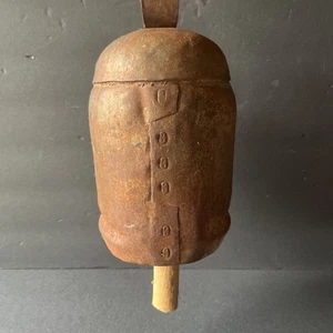Antique Primitive Hand-Forged Riveted Cattle Kicker Cow Bell Wooden Clapper 9.5" - Picture 1 of 8
