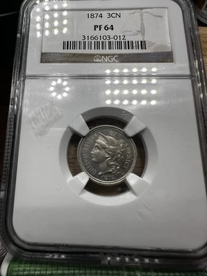 1874-P Three Cent Nickel 3CN NGC PROOF PR PF 64 RARE - Image 1 of 4