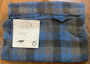 15.5" x 42" Remnant Grays Blue Black Classic Plaid 100% Wool Fabric Light Weight - Picture 1 of 3